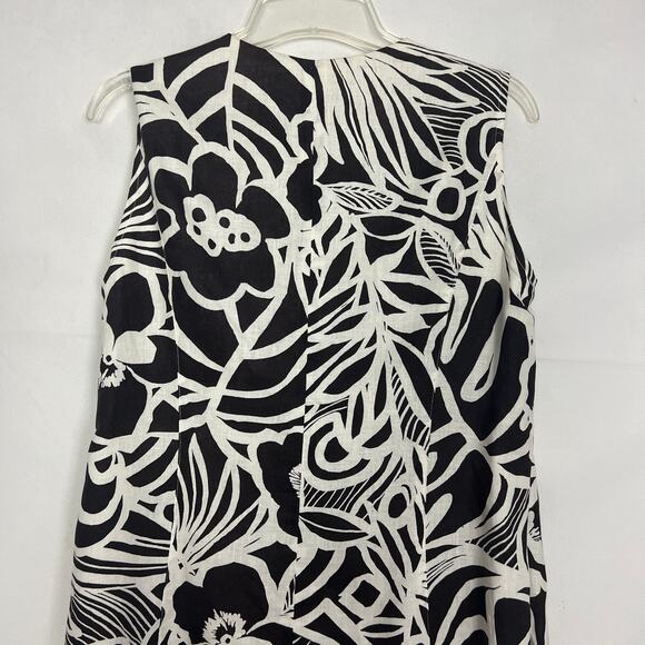 Women's Floral Sleeveless Brown White Midi Button Down Dress Size Medium - Picture 6 of 10